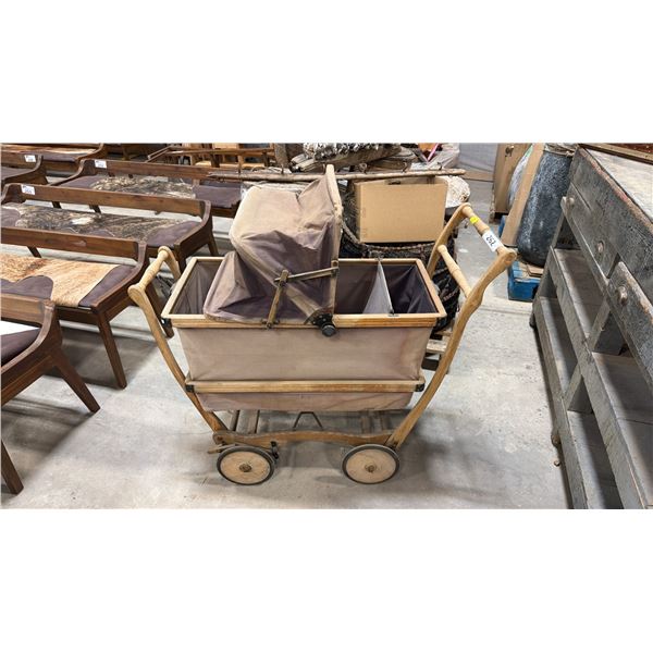 PRIMITIVE WOODEN BABY BUGGY