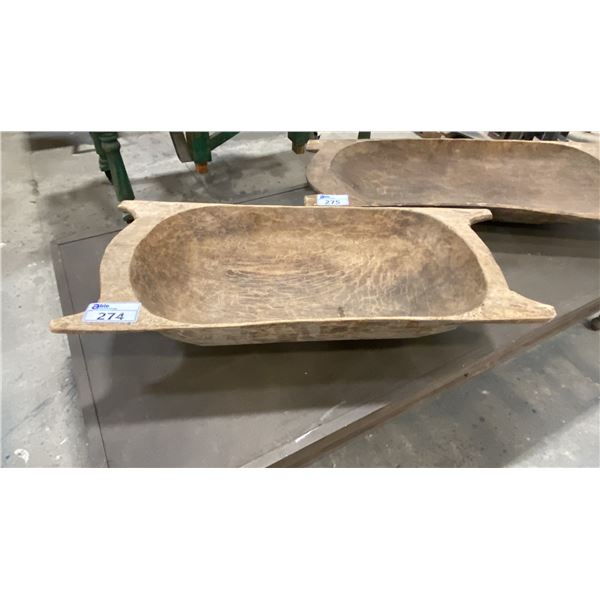 PRIMITIVE WOODEN DOUGH/FOOD PROCESSING BOWL