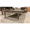 Image 2 : LOW WOODEN TABLE WITH METAL ACCENTS * NEEDS REPAIR* APPROX 6.2' L X 3.2'W X 1.5'H