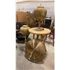 Image 1 : ROUND BAMBOO TABLE, BRASS ASIAN BONG, 2 LAMPS