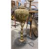 Image 3 : ROUND BAMBOO TABLE, BRASS ASIAN BONG, 2 LAMPS