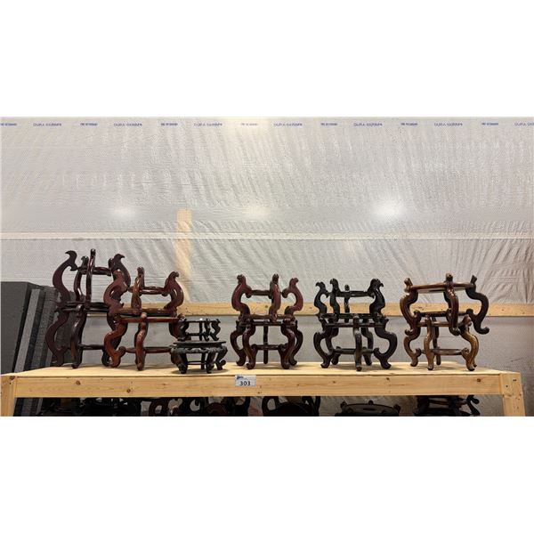 6 PAIRS OF ORIENTAL STYLE WOODEN PLANTER STANDS