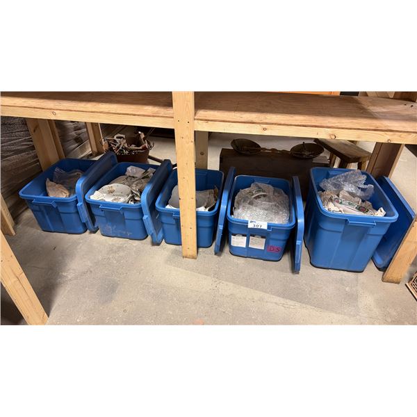 5 RUBBERMAID BINS OF CHINESE PORCELAIN DINNERWARE