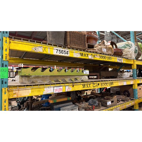 SHELF OF ASSORTED SWORD STANDS & PLANT STANDS