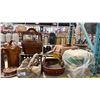 Image 3 : SHELF OF ASSORTED BASKETS, CARVED BUCKETS, CHINESE LANTERNS & MORE