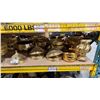 Image 3 : SHELF OF ASSORTED BRASS DECORATIVE BOWLS, CLOCHES, BEVERAGE DISPENSERS, FONDUE POT STANDS, SERVING