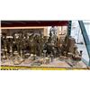 Image 3 : SHELF OF ASSORTED BRASS CANDLE HOLDERS, VASES, SERVING PITCHERS, GOBLETS & MORE