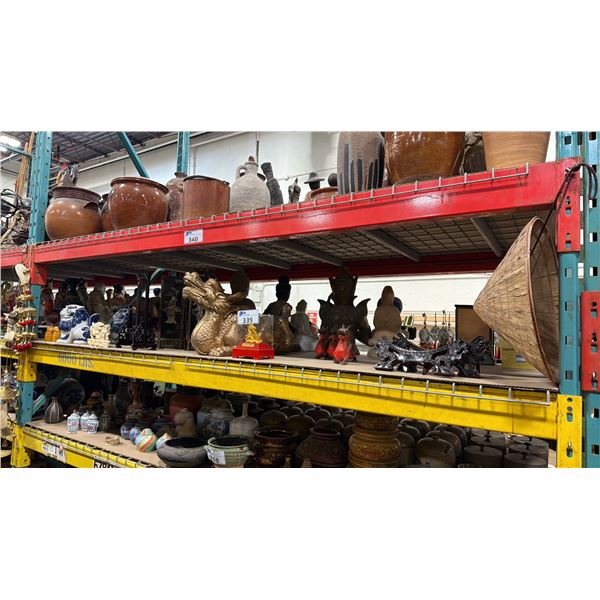 SHELF OF ASIAN MOTIF FIGURINES, STATUES & DISPLAY ITEMS