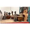 Image 3 : SHELF OF ASSORTED POTTERY, VASES, CARVED STATUES & MORE