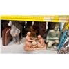 Image 6 : SHELF OF ASSORTED WOODEN STORAGE BOXES, ASIAN STATUES, PLANT STANDS & SERVING TRAYS
