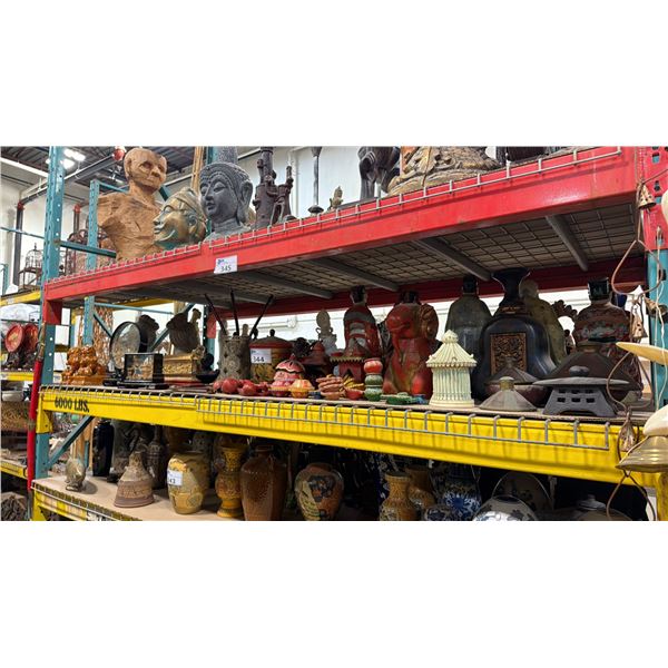 SHELF OF ASIAN MOTIF STATUES & ART DECOR ITEMS