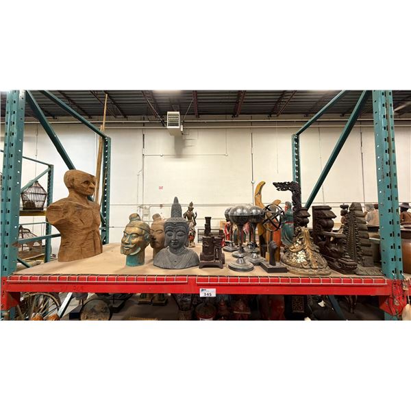 SHELF OF ASIAN MOTIF STATUES & ART DECOR ITEMS