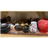Image 3 : SHELF OF ASIAN MOTIF DISHES, TEA POTS & DECOR ITEMS