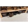 Image 1 : SHELF OF RUSTIC COOKING POTS/PANS