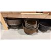 Image 2 : SHELF OF RUSTIC COOKING POTS/PANS