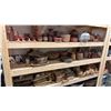 Image 1 : SHELF OF ASSORTED RUSTIC BOWLS, SERVING JUGS & UTENSILS