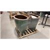 Image 2 : PAIR OF LARGE GREEN OVAL CERAMIC PLANTER POTS APPROX 3.2' W X 2.1'D X 2.9'H