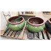 Image 2 : PAIR OF LARGE GREEN CERAMIC PLANTER POTS APPROX 2.1'W X 1.7'H