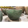 Image 3 : PAIR OF LARGE GREEN CERAMIC PLANTER POTS APPROX 2.1'W X 1.4'H