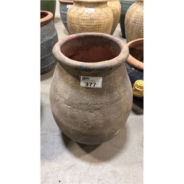 LARGE CERAMIC STONE LOOK TAPERED PLANTER POT APPROX 1.6'W X 2.5'H