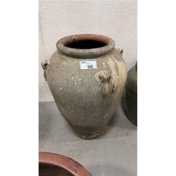 LARGE CERAMIC TAPERED PLANTER POT APPROX 2' W X 3.5'H