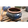 Image 1 : PAIR OF BLUE LARGE CERAMIC PLANTER POTS APPROX 2.3'W X 1.8'H