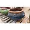 Image 2 : PAIR OF BLUE LARGE CERAMIC PLANTER POTS APPROX 2.3'W X 1.8'H