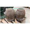 Image 2 : PAIR OF BROWN RUSTIC CERAMIC PLANTER POTS ON PALLET APPROX 1.5' W X 2.2' H