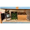 Image 4 : 2 SHELVES OF ASSORTED SET DEC ITEMS INCLUDING RUBBER MULCH, SMALL MARBLE SLABS, RUSTIC BAGS, PINE