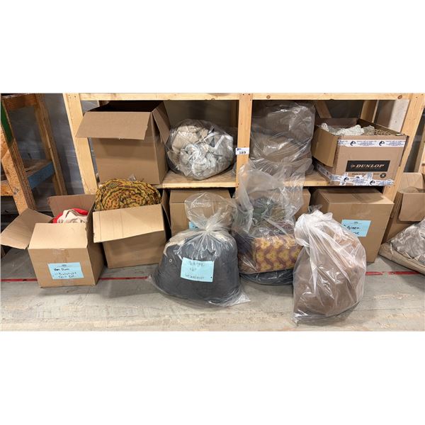 2 SHELVES OF ASSORTED FABRICS, NETTING & BURLAP