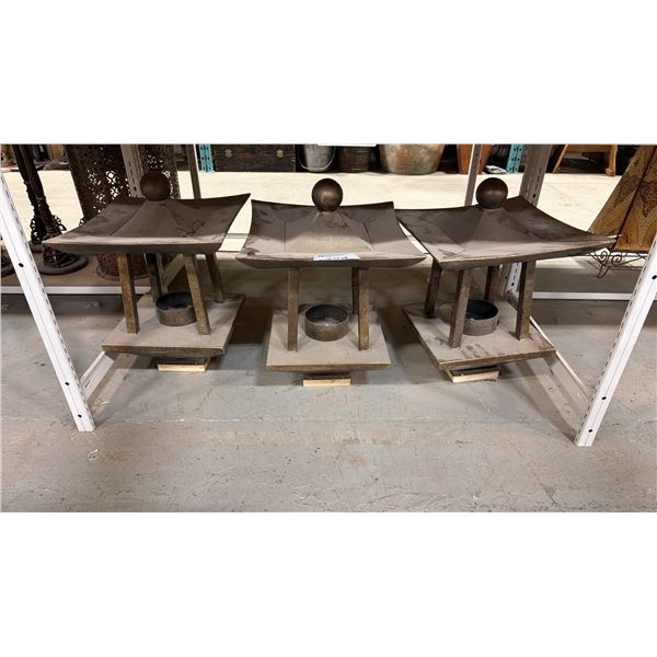 3 METAL SET DEC LANTERN HOUSES