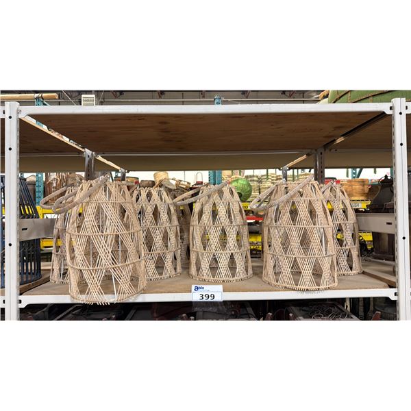 APPROX 10 WICKER HANGING CANDLE LANTERN SHADES