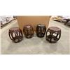 Image 1 : GROUP OF 4 ROSEWOOD PLANT STANDS - APPROX. 18" TALL