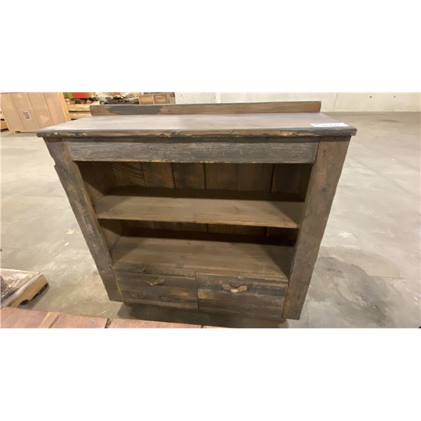 REPURPOSED WOODEN RUSTIC LOOK 2 DRAWER BOOKSHELF