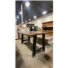 Image 3 : WOODEN TOP DINING TABLE WITH HEAVY INDUSTRIAL STYLE BLACK METAL BASE