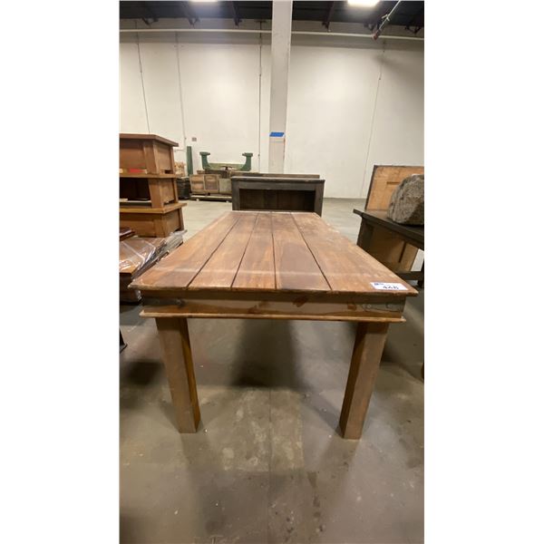 REPURPOSED WOODEN RUSTIC HARVEST TABLE WITH METAL ACCENTS
