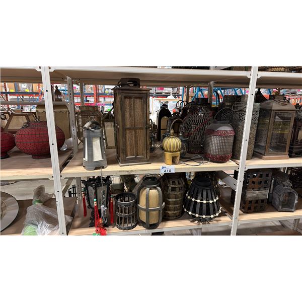 2 SHELVES OF ASSORTED ASIAN LANTERNS & LIGHTS