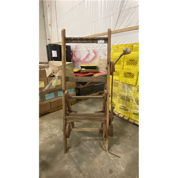 REPURPOSED WOODEN DEC SET PRIMITIVE WOODEN FAUX BONE LEVER RACK PROP