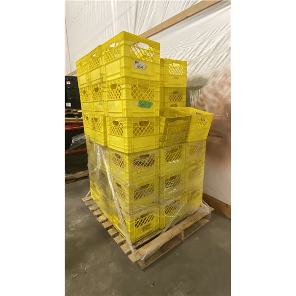 APPROX. 50 YELLOW PLASTIC MILK CRATES
