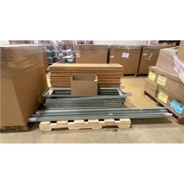 GREY METAL WITH WOODEN BOARDS SHELF RACKING SYSTEM