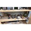Image 11 : CONTENTS OF ENTIRE SHELVING UNIT OF ASSORTED SET DEC ITEMS INCLUDING GOBLETS, BLANKETS, CRATES,
