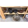 Image 10 : CONTENTS OF ENTIRE SHELVING UNIT OF ASSORTED SET DEC ITEMS INCLUDING CUPS, FAUX FRUIT, POTS, CRATES,