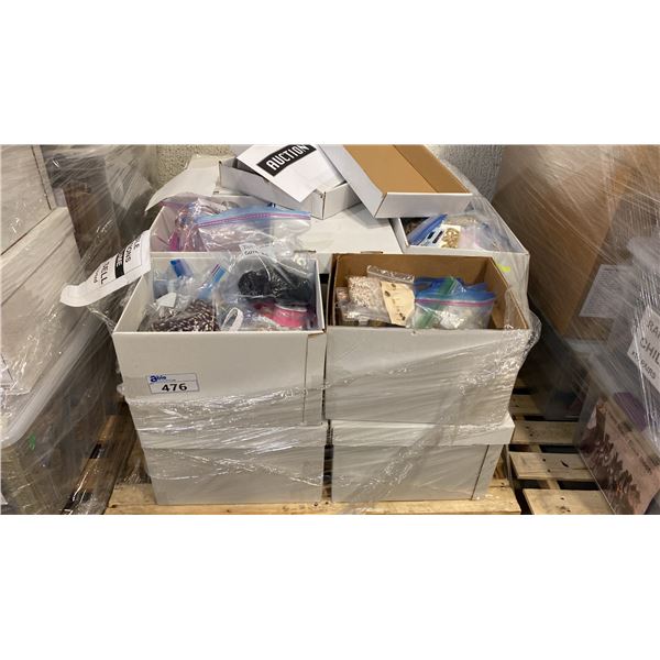 PALLET OF ASSORTED COSTUME ACCESSORIES - JEWELLERY, BEADING SUPPLIES, TRIMS, FLOWERS,