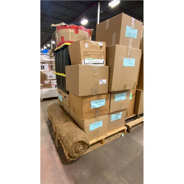 PALLET OF ASSORTED ROPE, BURLAP AND NETTING
