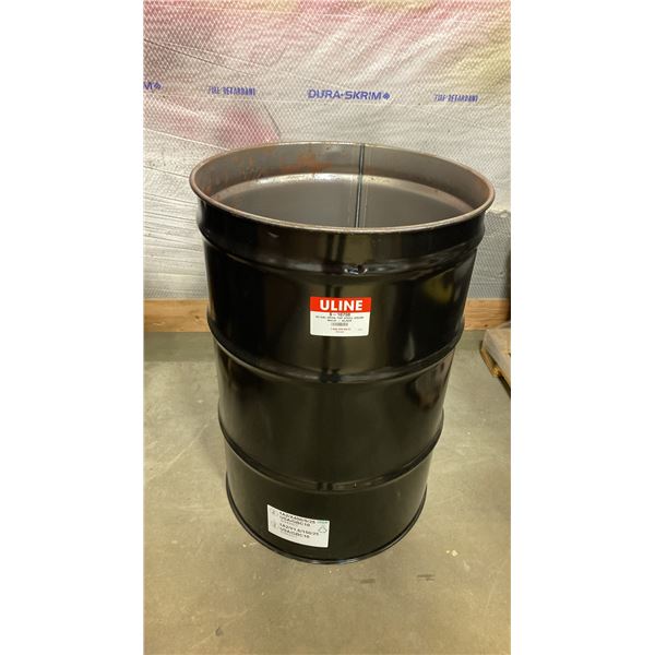 NEW ULINE 55 GAL OPEN TOP STEEL DRUM BARREL *NO LID* - BLACK