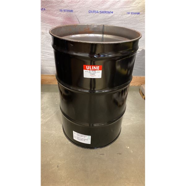 NEW ULINE 55 GAL OPEN TOP STEEL DRUM BARREL *NO LID* - BLACK