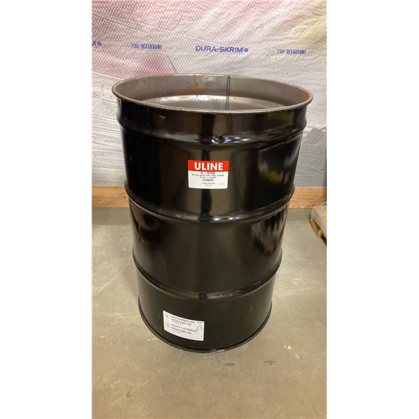 NEW ULINE 55 GAL OPEN TOP STEEL DRUM BARREL *NO LID* - BLACK
