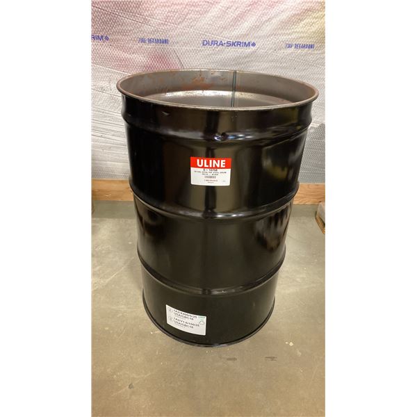 NEW ULINE 55 GAL OPEN TOP STEEL DRUM BARREL *NO LID* - BLACK