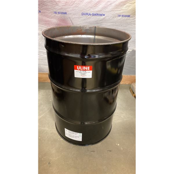NEW ULINE 55 GAL OPEN TOP STEEL DRUM BARREL *NO LID* - BLACK