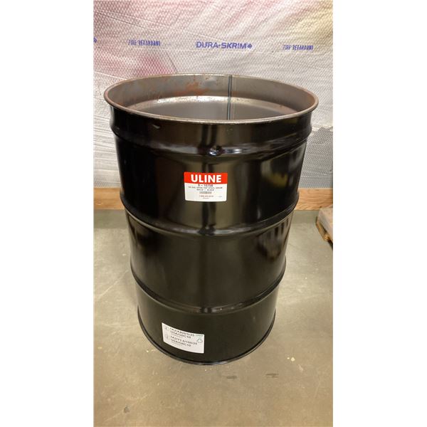 NEW ULINE 55 GAL OPEN TOP STEEL DRUM BARREL *NO LID* - BLACK